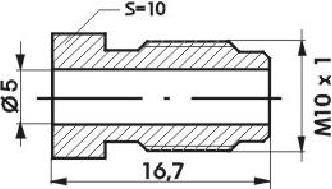 REMNIPPEL M10X1X16,7MM SW10 ø5MM 96025 (1ST)