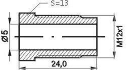 REMNIPPEL M12X1X24MM SW13 ø5MM (1ST)